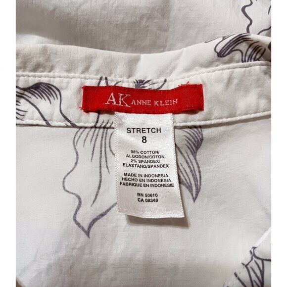 AK Anne Klein sleeveless blouse top Wmn's Sz 8 blk&wht floral - Picture 4 of 4